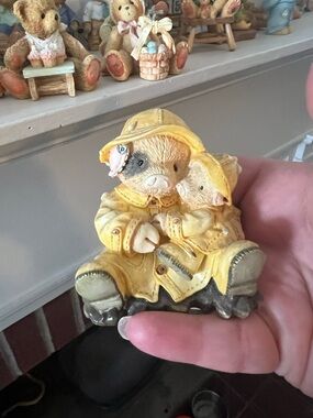 Yellow Raincoat Bear Figurine Decorative Accent